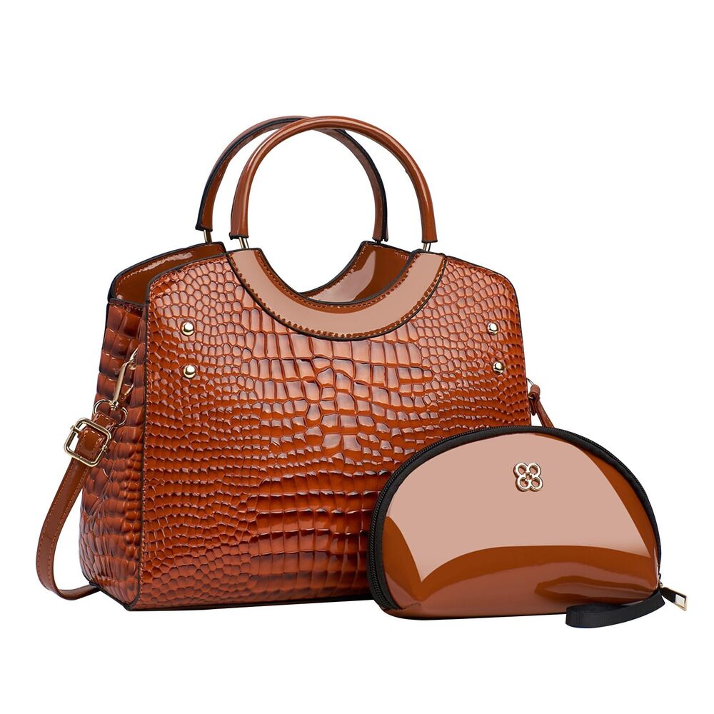 9254 PU Leather Handbag Crocodile Embossed Shoulder Bag Waterproof